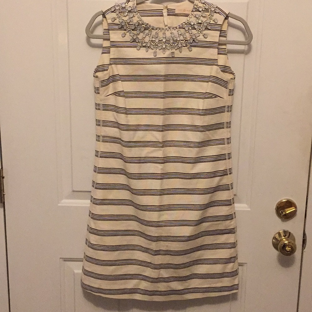 Tory Burch Striped dress with embellished neckline